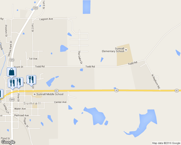 map of restaurants, bars, coffee shops, grocery stores, and more near 12 Down Hill Drive in Sumrall