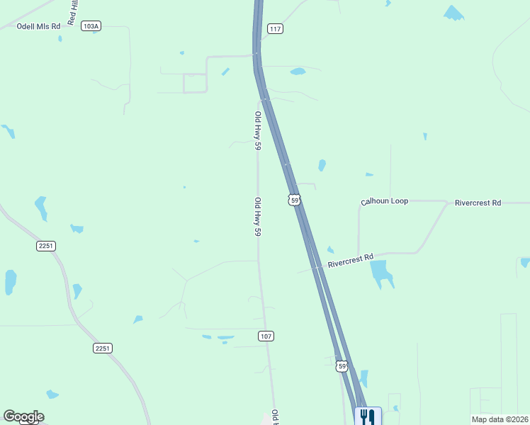 map of restaurants, bars, coffee shops, grocery stores, and more near 966 Old Highway 59 in Lufkin