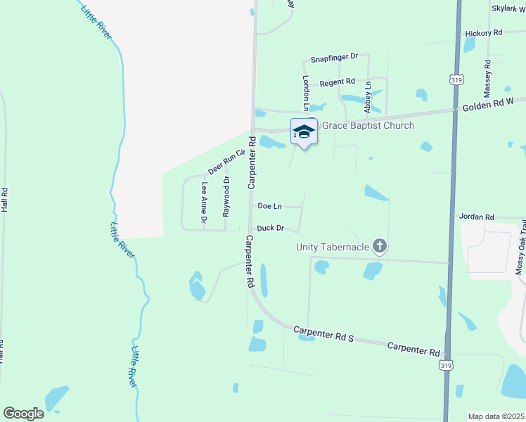 map of restaurants, bars, coffee shops, grocery stores, and more near 4 Doe Lane in Tifton
