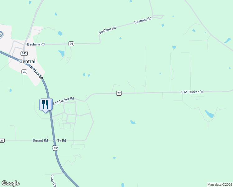 map of restaurants, bars, coffee shops, grocery stores, and more near 956 Sm Tucker Road in Pollok