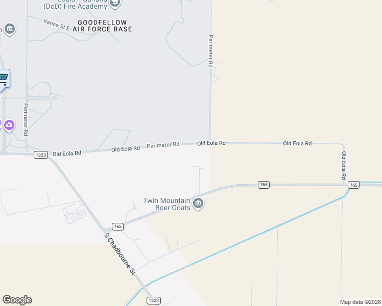 map of restaurants, bars, coffee shops, grocery stores, and more near 2933 Old Eola Road in San Angelo