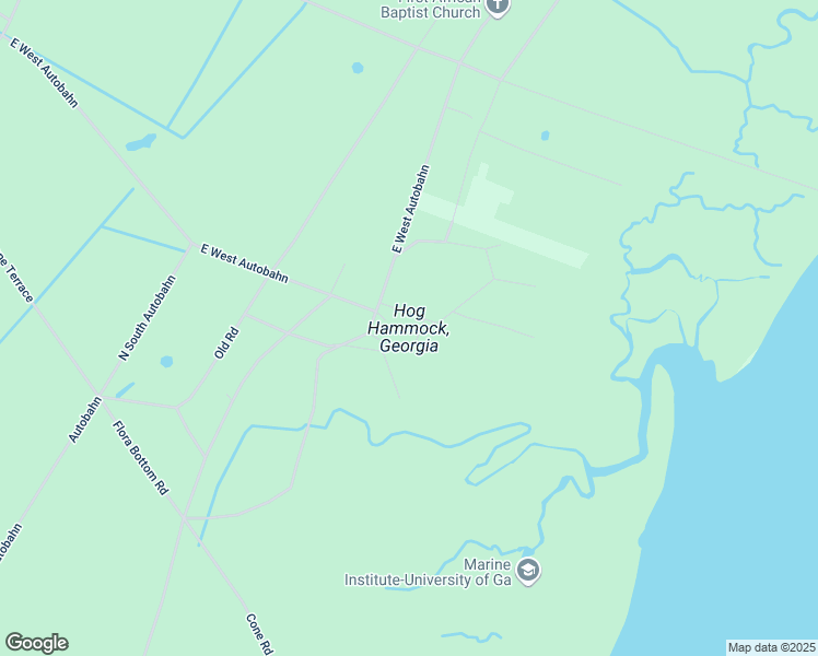 map of restaurants, bars, coffee shops, grocery stores, and more near 2540 East West Autobahn in Sapelo Island