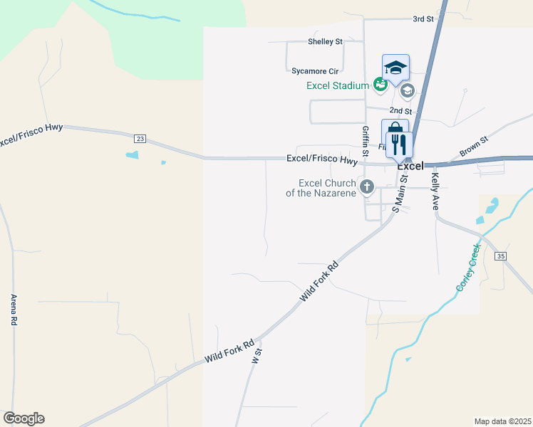 map of restaurants, bars, coffee shops, grocery stores, and more near in Excel