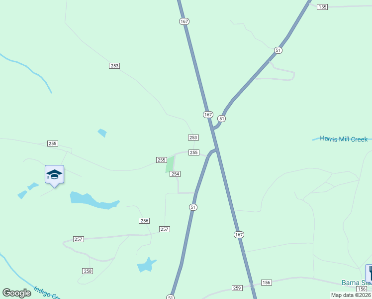 map of restaurants, bars, coffee shops, grocery stores, and more near 124 County Road 255 in New Brockton