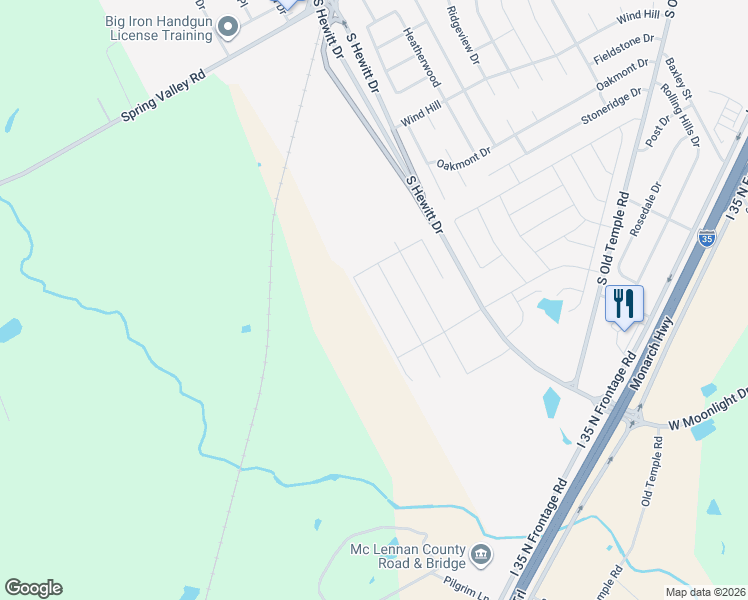 map of restaurants, bars, coffee shops, grocery stores, and more near South Hewitt Drive in Hewitt
