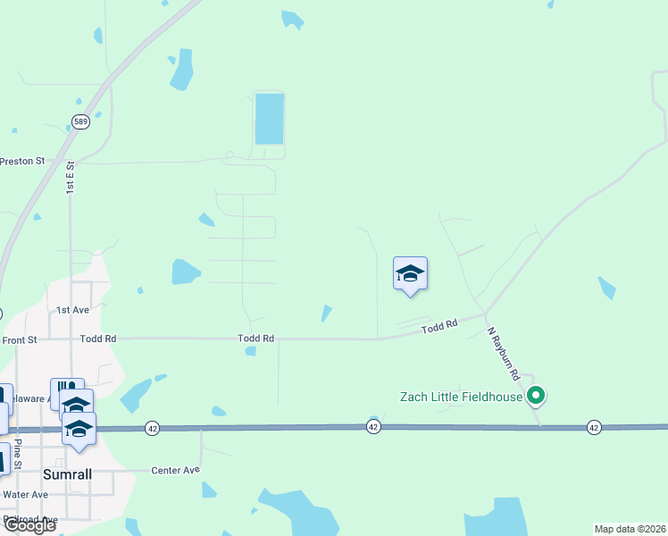 map of restaurants, bars, coffee shops, grocery stores, and more near 60 Joe Clark Road in Sumrall