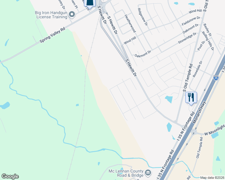 map of restaurants, bars, coffee shops, grocery stores, and more near South Hewitt Drive in Hewitt