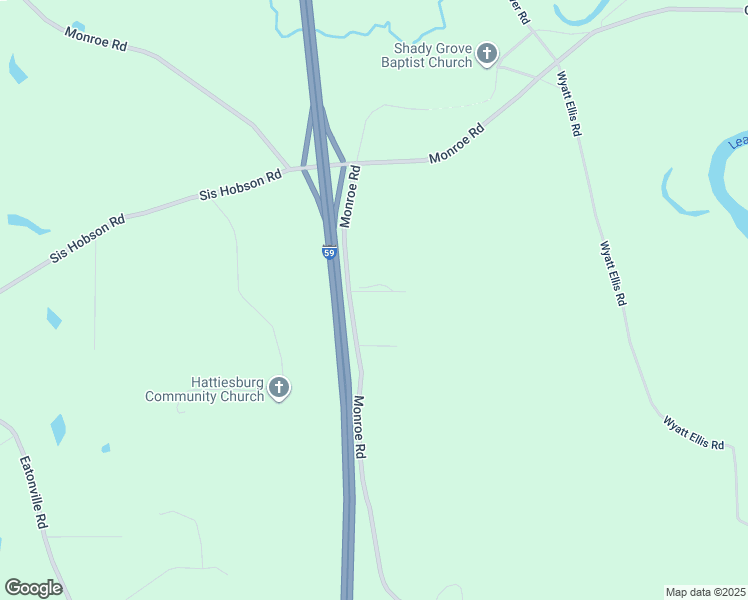 map of restaurants, bars, coffee shops, grocery stores, and more near 1066 Monroe Road in Hattiesburg