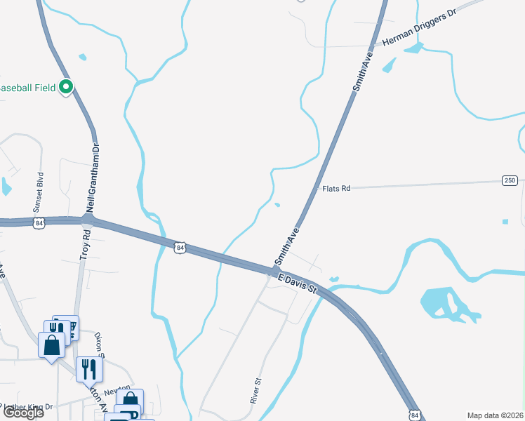 map of restaurants, bars, coffee shops, grocery stores, and more near 901 Smith Avenue in Elba