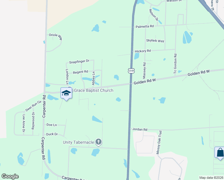 map of restaurants, bars, coffee shops, grocery stores, and more near 1504 Golden Road West in Tifton