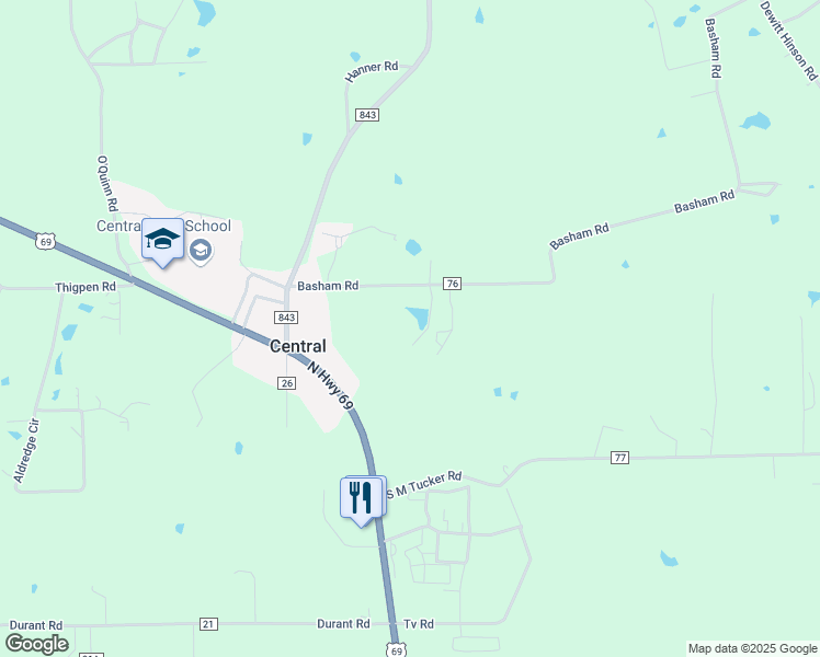 map of restaurants, bars, coffee shops, grocery stores, and more near 371 Basham Road in Pollok