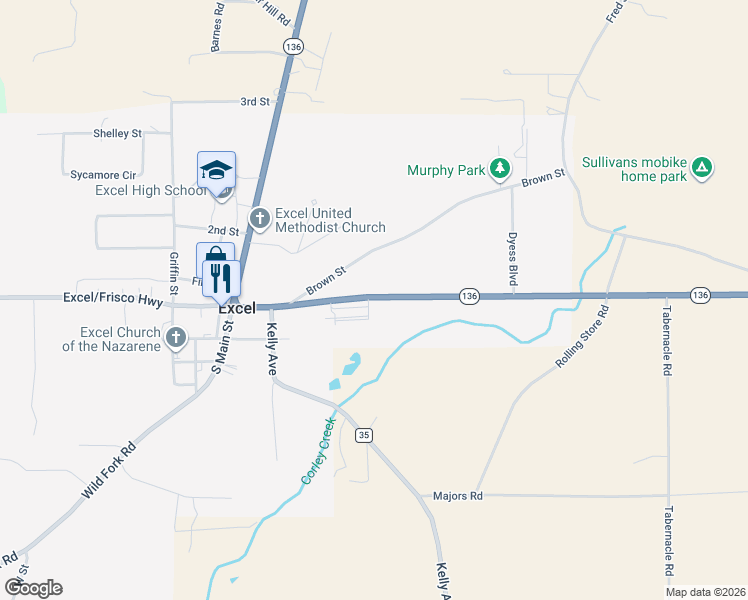 map of restaurants, bars, coffee shops, grocery stores, and more near Alabama 136 in Monroeville