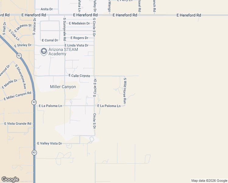map of restaurants, bars, coffee shops, grocery stores, and more near 5766 East Calle Coyote in Hereford