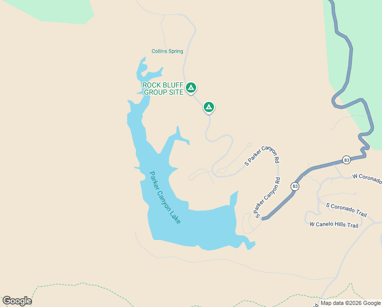 map of restaurants, bars, coffee shops, grocery stores, and more near South Parker Canyon Road in Cochise County