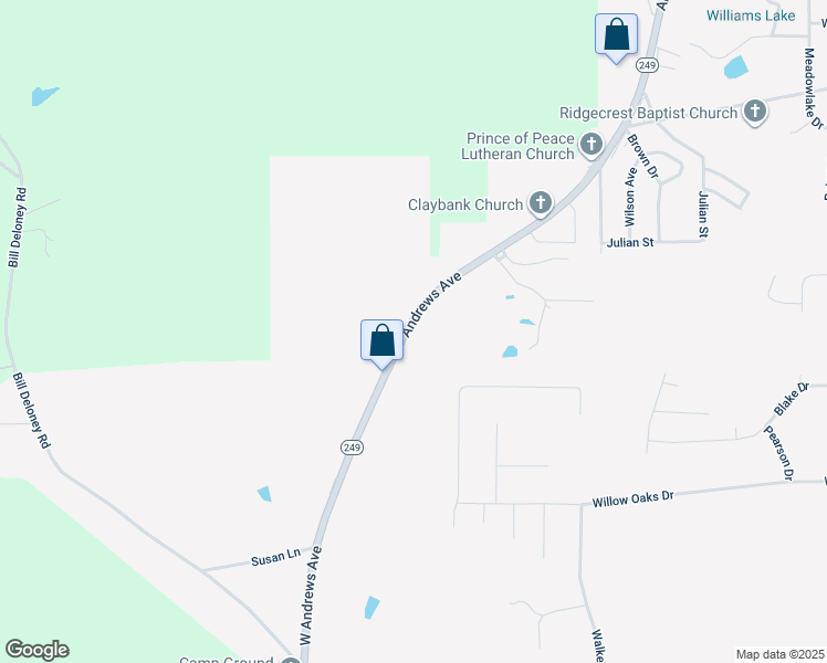 map of restaurants, bars, coffee shops, grocery stores, and more near 3095 Andrews Avenue in Ozark