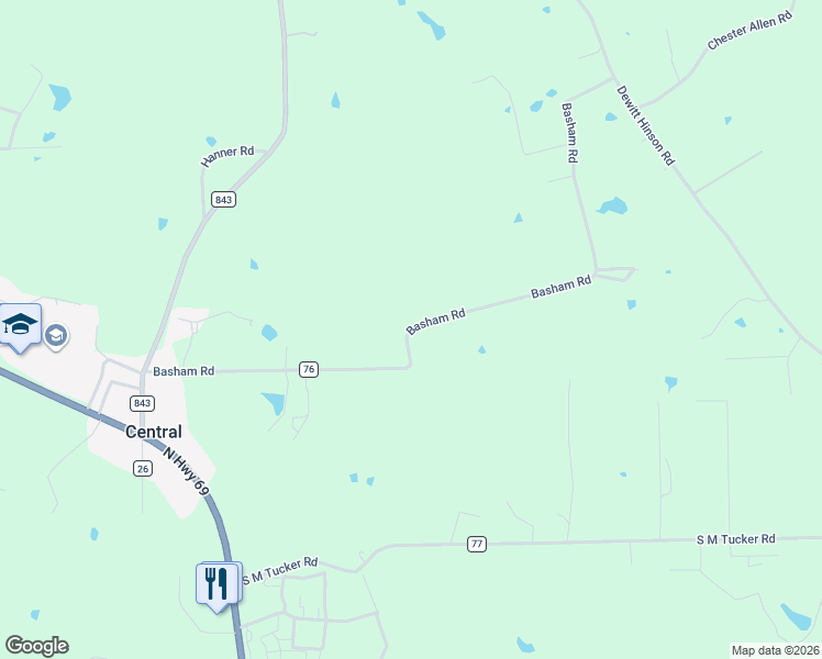 map of restaurants, bars, coffee shops, grocery stores, and more near 977 Basham Road in Pollok