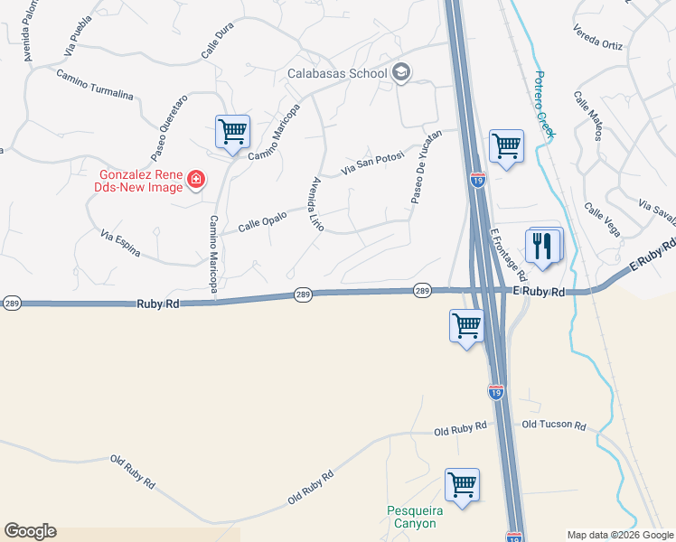 map of restaurants, bars, coffee shops, grocery stores, and more near 881 Manzanilla Way in Rio Rico