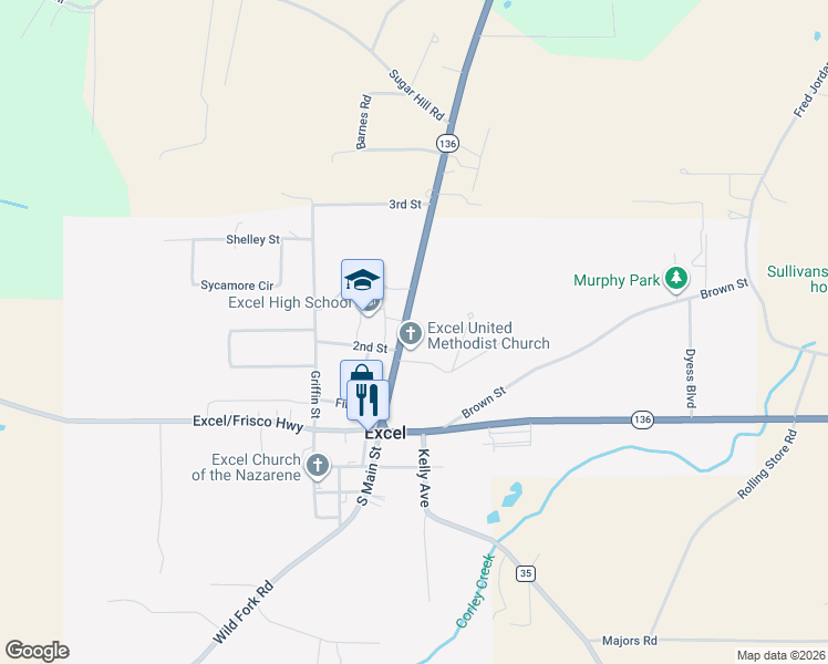 map of restaurants, bars, coffee shops, grocery stores, and more near Highway 136 in Monroeville