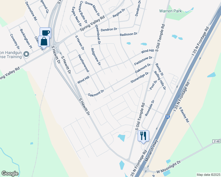 map of restaurants, bars, coffee shops, grocery stores, and more near 900 Oakmont Drive in Hewitt