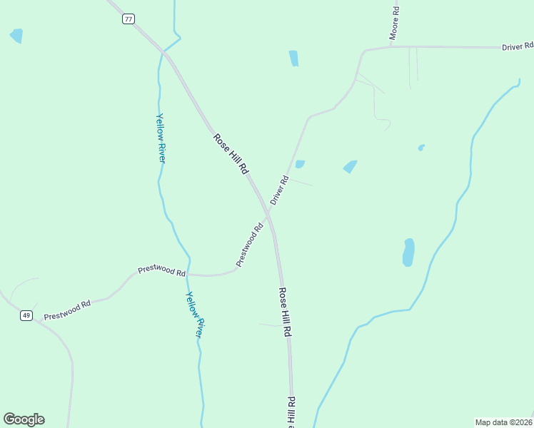 map of restaurants, bars, coffee shops, grocery stores, and more near Rose Hill Road in Dozier