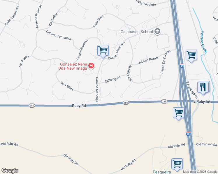 map of restaurants, bars, coffee shops, grocery stores, and more near 892 Gecko Lane in Rio Rico