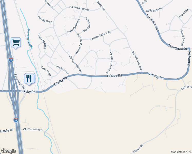 map of restaurants, bars, coffee shops, grocery stores, and more near 246 Circulo Camacho in Rio Rico