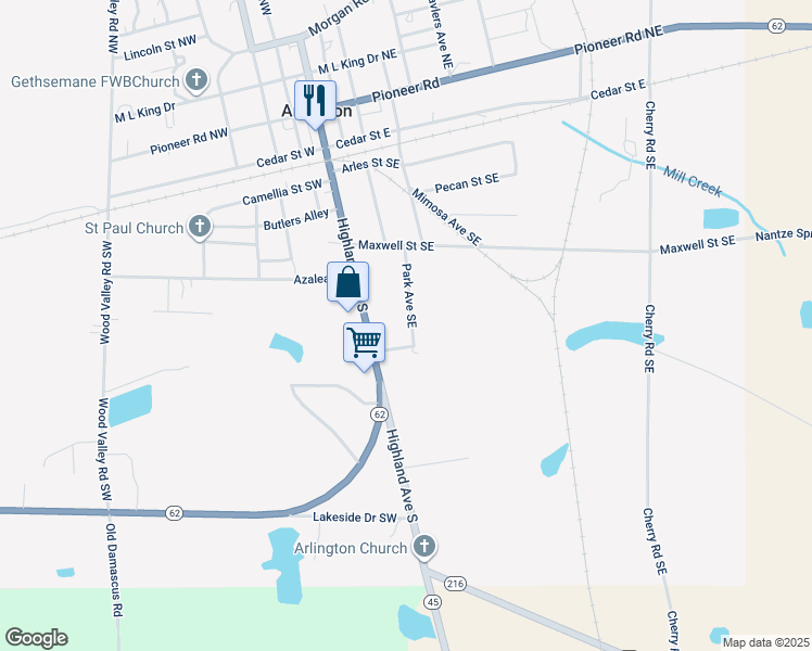 map of restaurants, bars, coffee shops, grocery stores, and more near 147 Park Avenue in Arlington