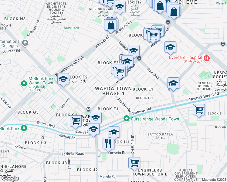 map of restaurants, bars, coffee shops, grocery stores, and more near in Lahore