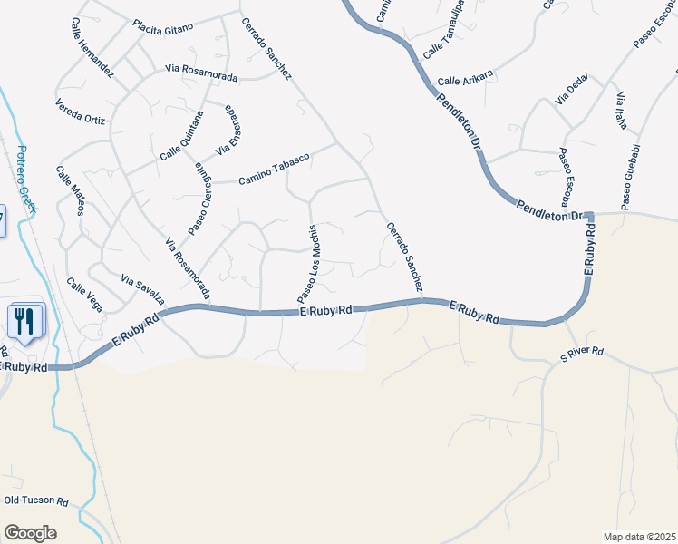 map of restaurants, bars, coffee shops, grocery stores, and more near 165 Entrada Court in Rio Rico