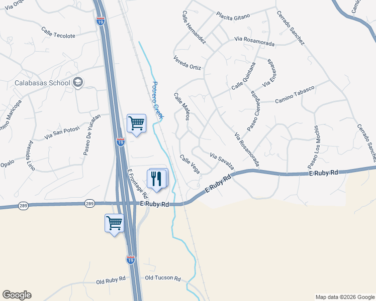 map of restaurants, bars, coffee shops, grocery stores, and more near 900 Via Esmeralda in Rio Rico