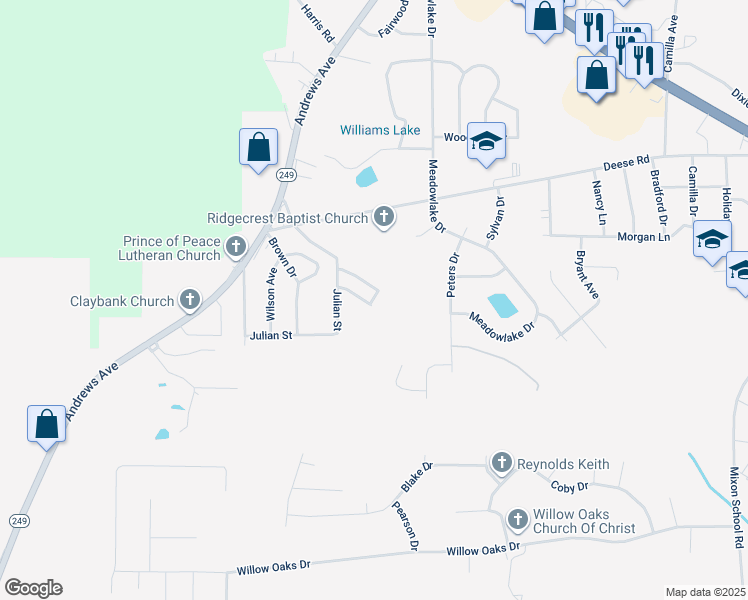 map of restaurants, bars, coffee shops, grocery stores, and more near 107 Woodview Drive in Ozark