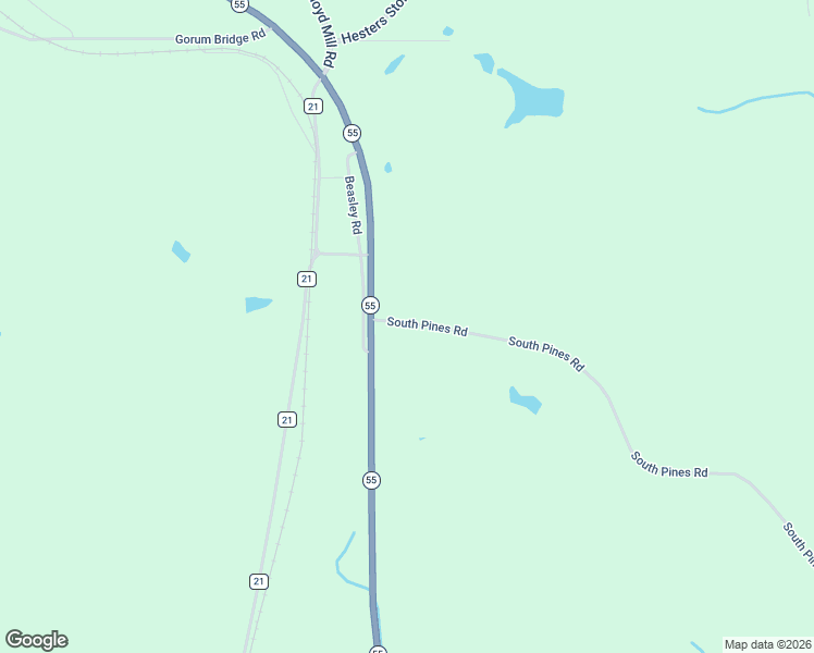 map of restaurants, bars, coffee shops, grocery stores, and more near South Pines Road in Red Level