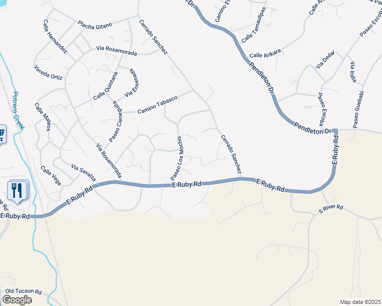 map of restaurants, bars, coffee shops, grocery stores, and more near 165 Entrada Court in Rio Rico