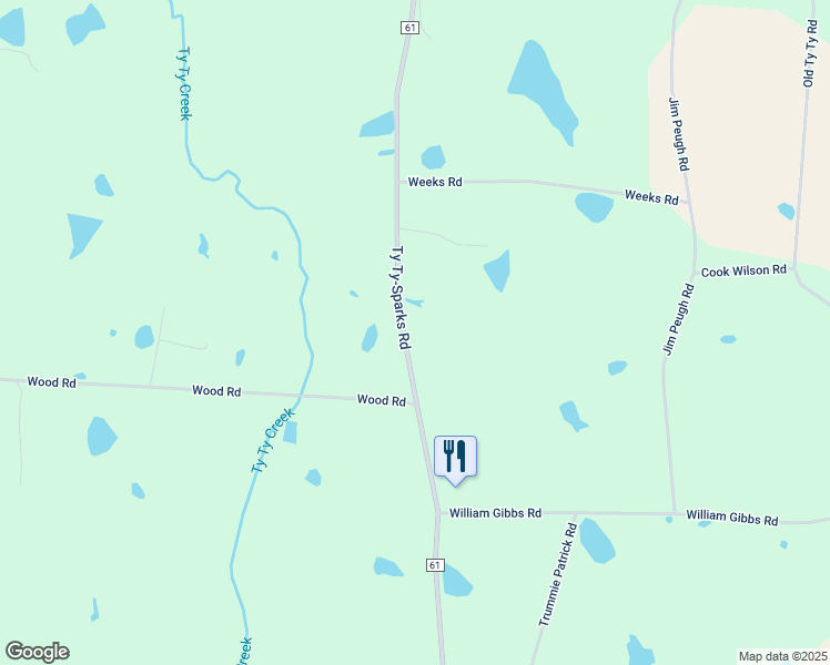 map of restaurants, bars, coffee shops, grocery stores, and more near 899 Ty Ty-Sparks Road in Ty Ty