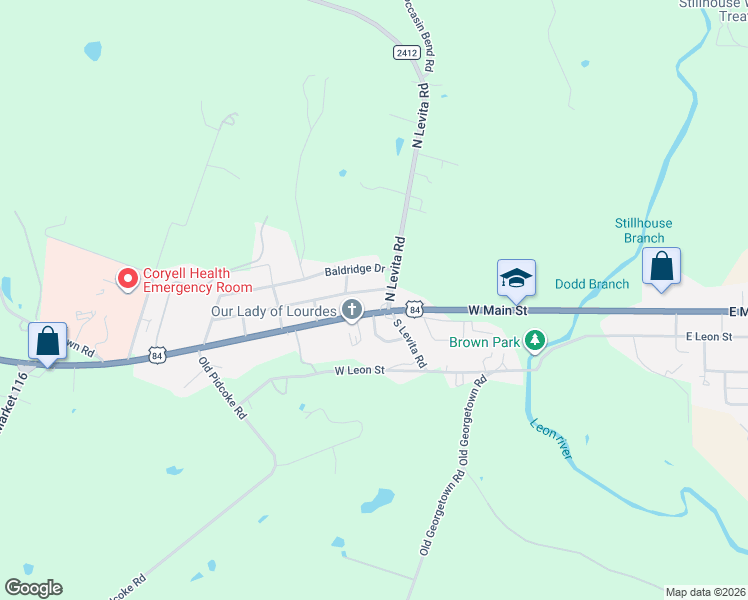 map of restaurants, bars, coffee shops, grocery stores, and more near 1104 Westview Drive in Gatesville
