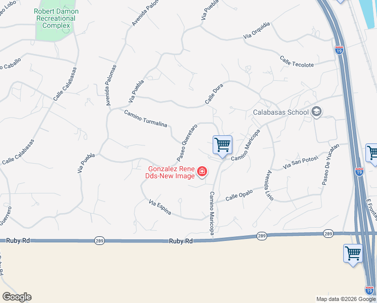 map of restaurants, bars, coffee shops, grocery stores, and more near 938 Paseo Queretaro in Rio Rico