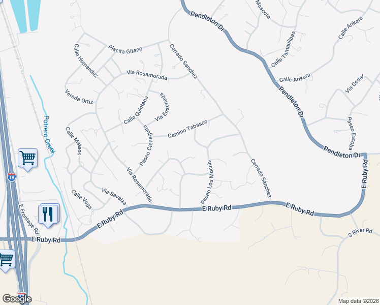 map of restaurants, bars, coffee shops, grocery stores, and more near 921 Via Orizaba in Rio Rico