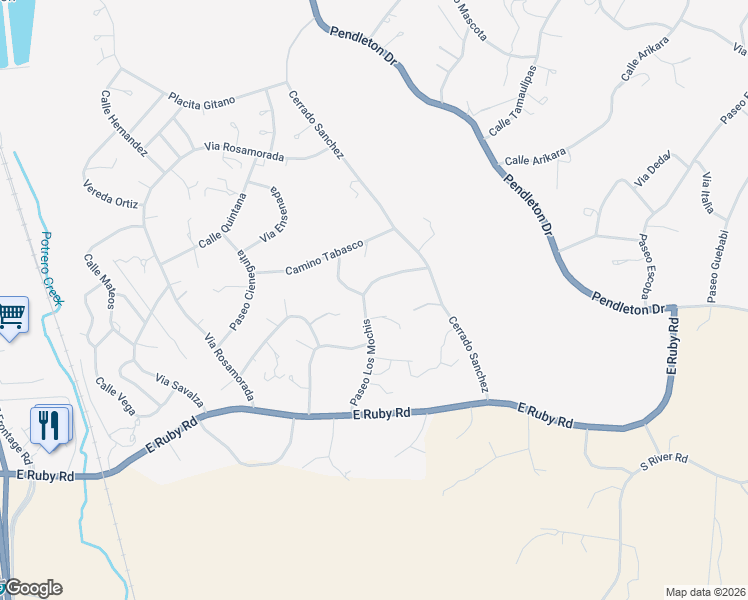 map of restaurants, bars, coffee shops, grocery stores, and more near 917 Via Orizaba in Rio Rico