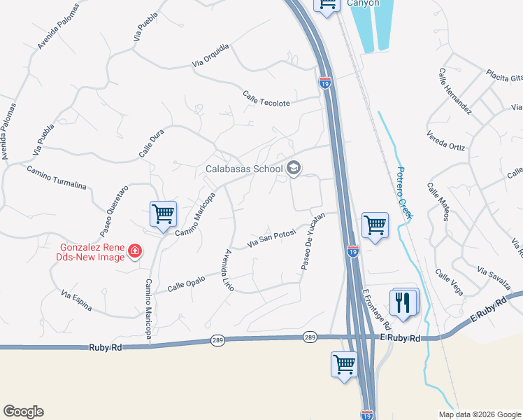 map of restaurants, bars, coffee shops, grocery stores, and more near 920 Hiedra Court in Rio Rico