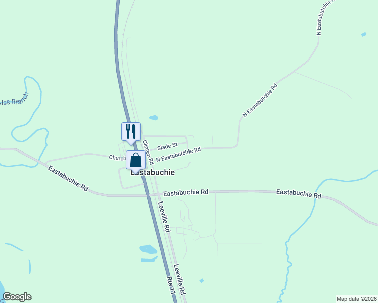 map of restaurants, bars, coffee shops, grocery stores, and more near 23 North Eastabutchie Road in Moselle