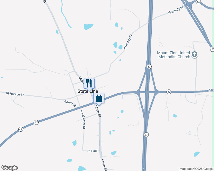 map of restaurants, bars, coffee shops, grocery stores, and more near 216 Saint Horace Street in State Line