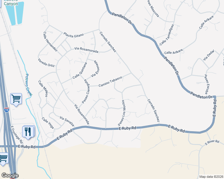 map of restaurants, bars, coffee shops, grocery stores, and more near 921 Via Orizaba in Rio Rico
