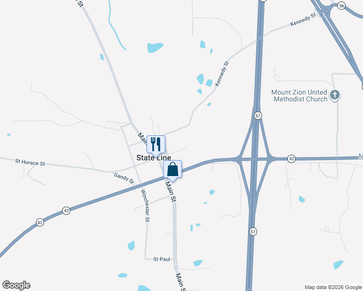 map of restaurants, bars, coffee shops, grocery stores, and more near 216 Saint Horace Street in State Line