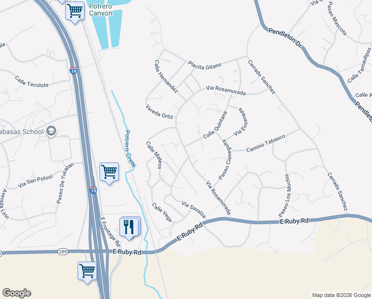 map of restaurants, bars, coffee shops, grocery stores, and more near 901 Via Rosamorada in Rio Rico