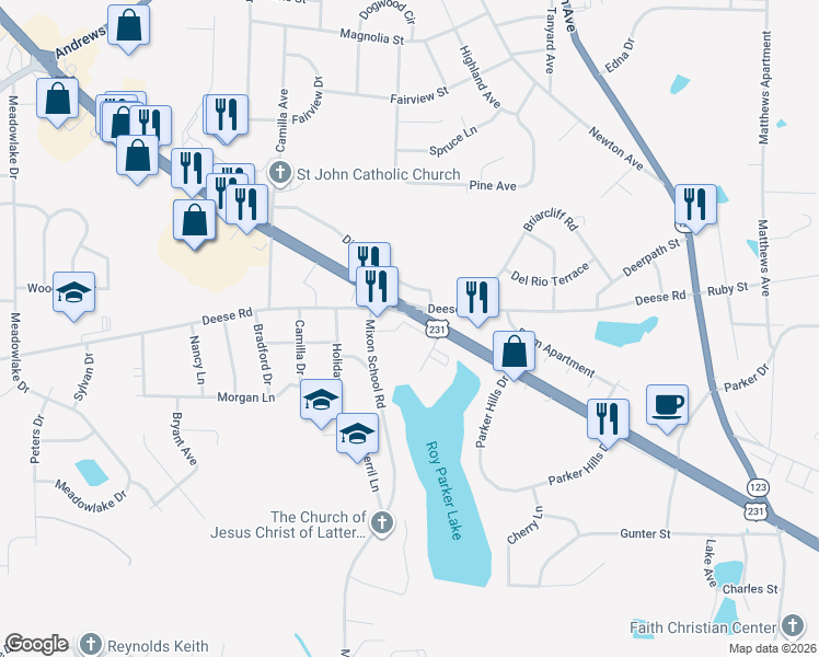 map of restaurants, bars, coffee shops, grocery stores, and more near in Ozark