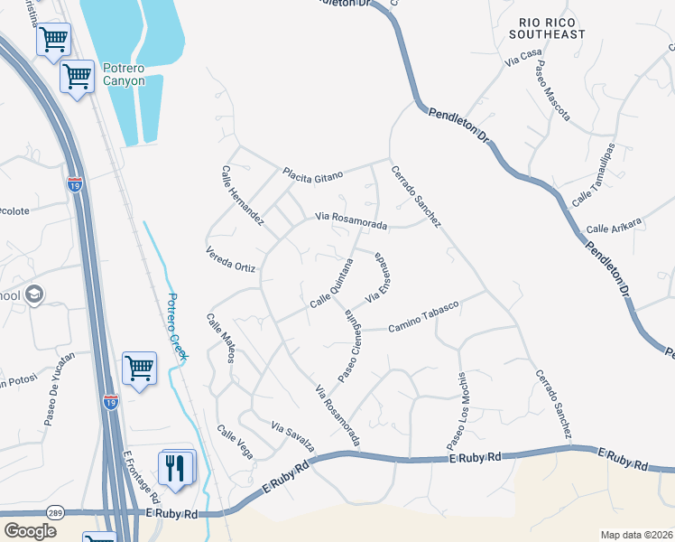 map of restaurants, bars, coffee shops, grocery stores, and more near 106 Calle Quintana in Rio Rico