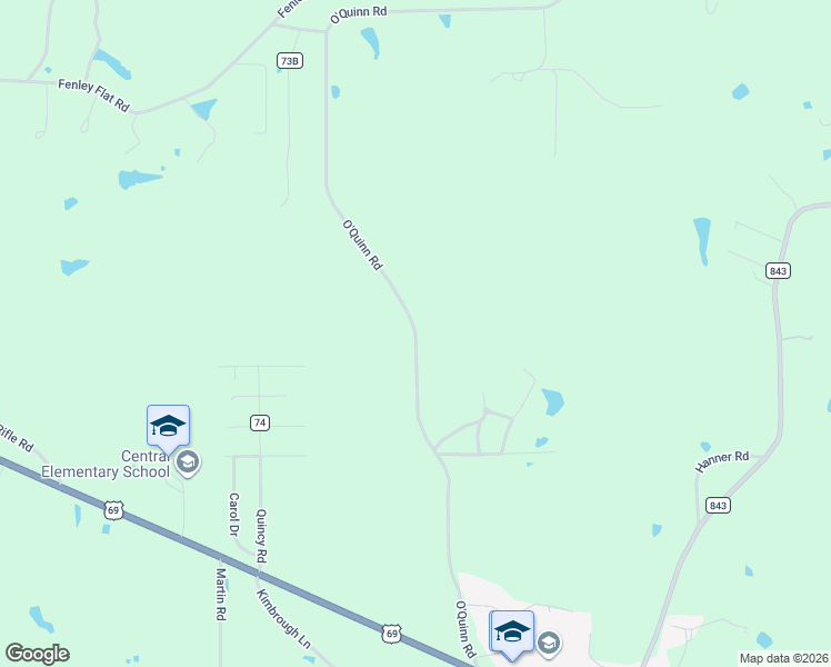 map of restaurants, bars, coffee shops, grocery stores, and more near 1095 O'Quinn Road in Pollok