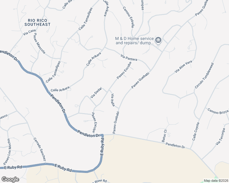 map of restaurants, bars, coffee shops, grocery stores, and more near 283 Via Italia in Rio Rico