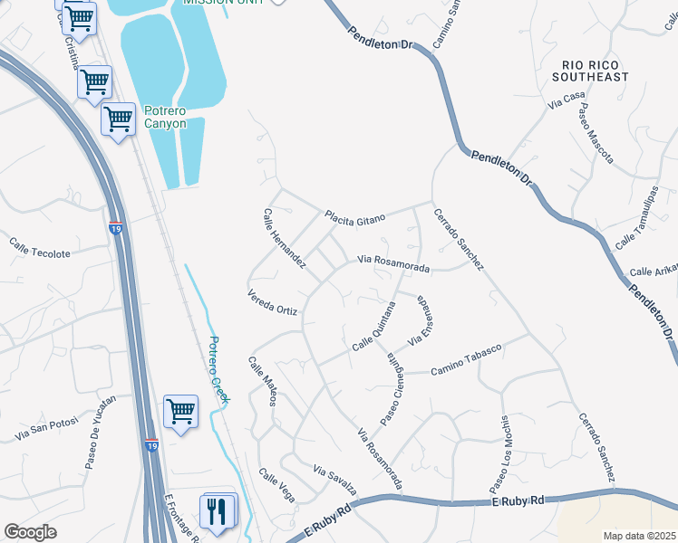 map of restaurants, bars, coffee shops, grocery stores, and more near 103 Jazmin Court in Rio Rico