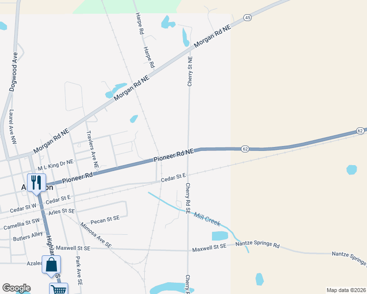 map of restaurants, bars, coffee shops, grocery stores, and more near 4885 Cherry Road Southeast in Arlington